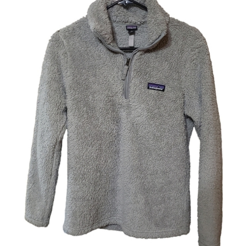 Patagonia Los Gatos Womens Fleece Fuzzy Pullover  1/4 Zip Up Gray XS